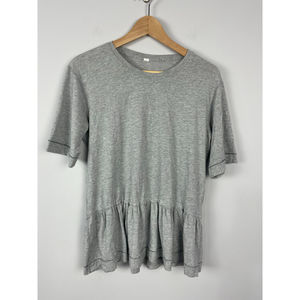 Lululemon Flouncey Tee Mini Stripe Heathered Medium Grey Angel Wing Women's 8